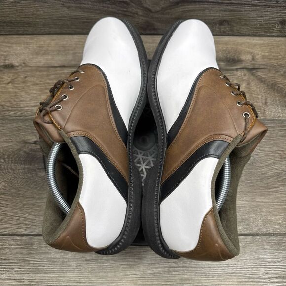 FootJoy FJ Leather White Brown Saddle Golf Shoes 45330 Mens 11.5 Wide - Picture 4 of 10